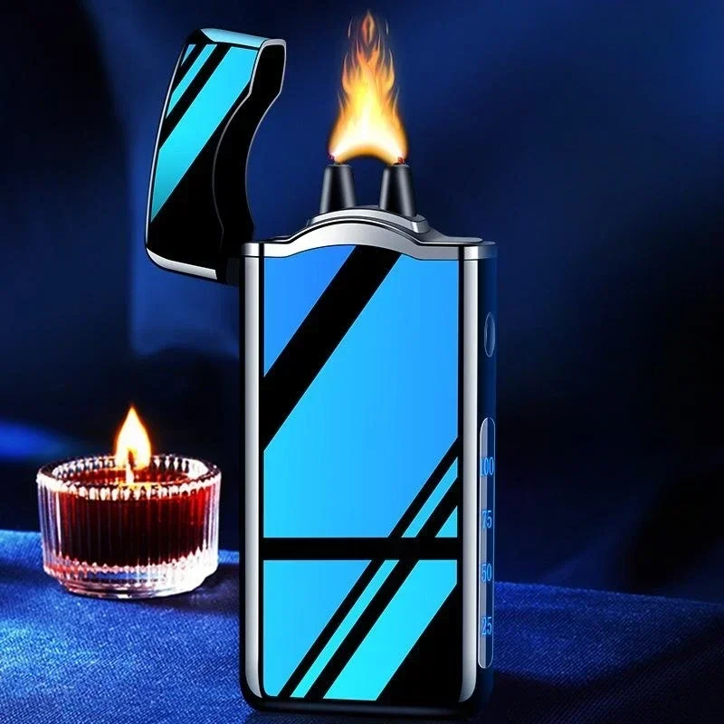 

USB Windproof Metal Arc Pulse Plasma Big Flame Electric Lighter Touch Sensing Outdoor Cigar Barbecue Camping Lighter Men's Gift