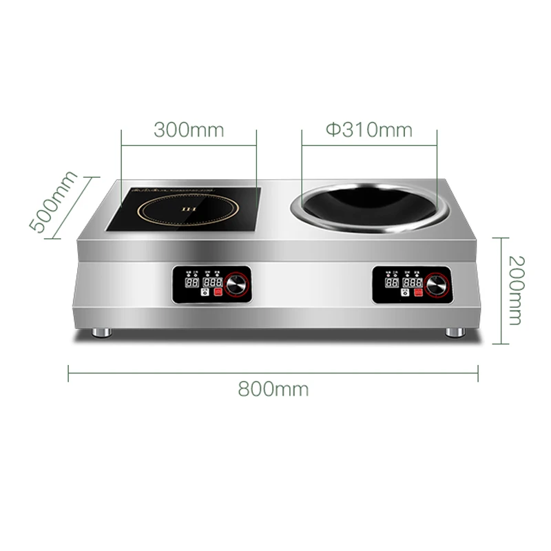 

Commercial Induction Cooker 5000W High-power One Flat and One Concave Plane Induction Cooker Stir-frying Soup Kitchen Equipment