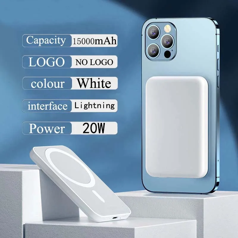

15000mAh Portable Wireless Charger Auxiliary Spare External Magnetic Battery Pack Power Bank For 15 14 13 Pro Max