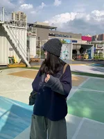 plus Size 300 Pou Fat MM Long Sve T-irt Women's Loose Splice Casual Sle Spring Autumn New Faion Slimming Top