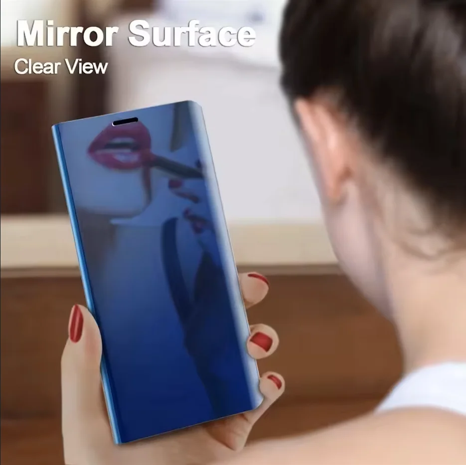 Elegant Smart Clear View Mirror Flip Case - Premium PU Cover