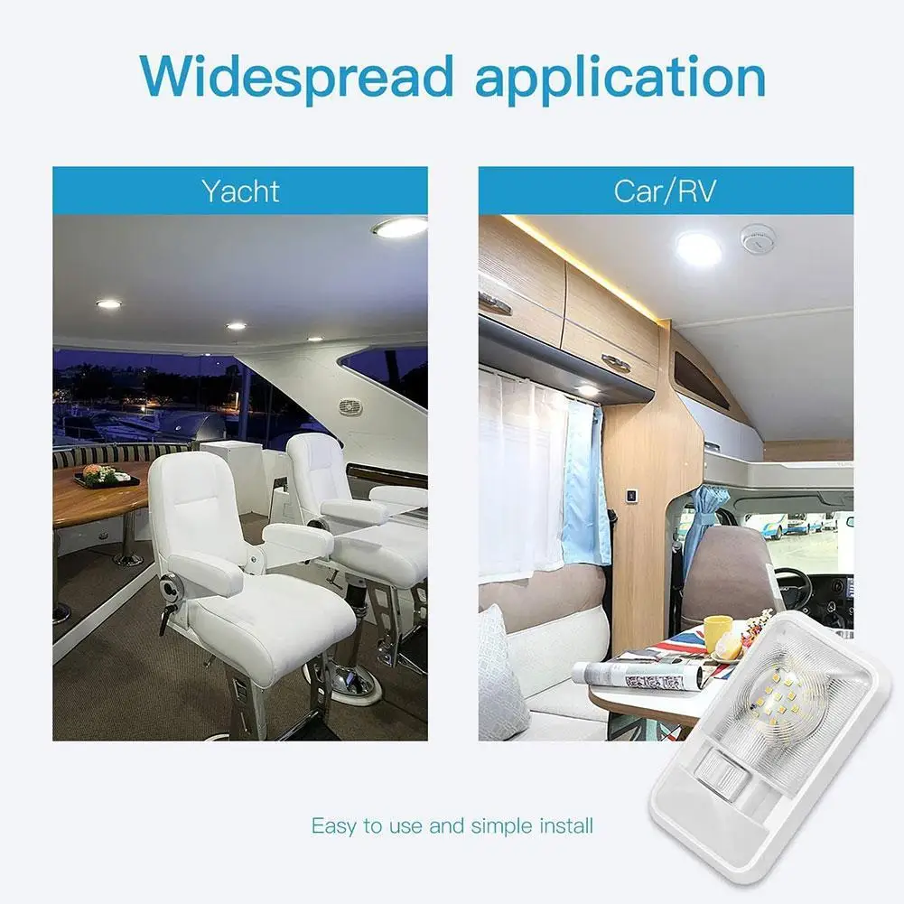 

Led RV Interior Ceiling Light Boat Camper Trailer Marine 12v Fixture 4000-6500K ON/OFF 280LM Light White Switch Single With Z6C1