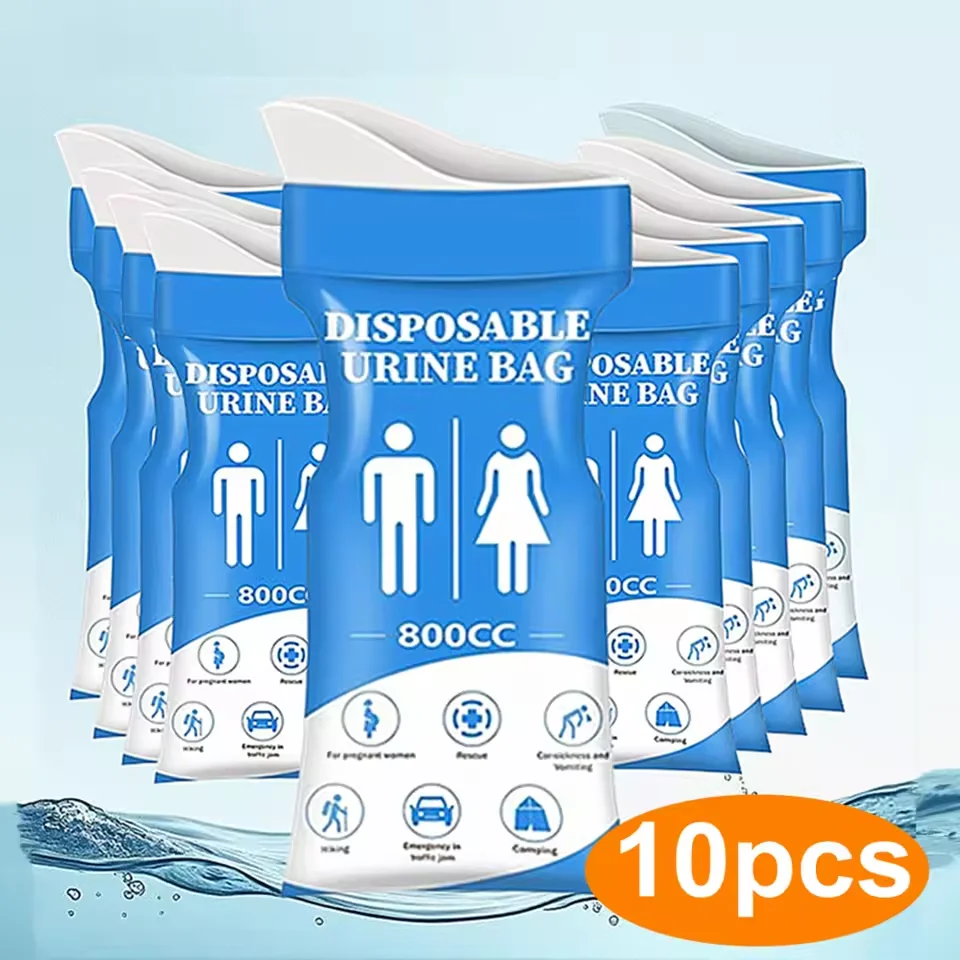 Portable Emergency Urinal Bags 800ML Disposable Travel Vomit Bag with Handle Outdoor Camping Mobile Toilet Pee Bag for Men Women