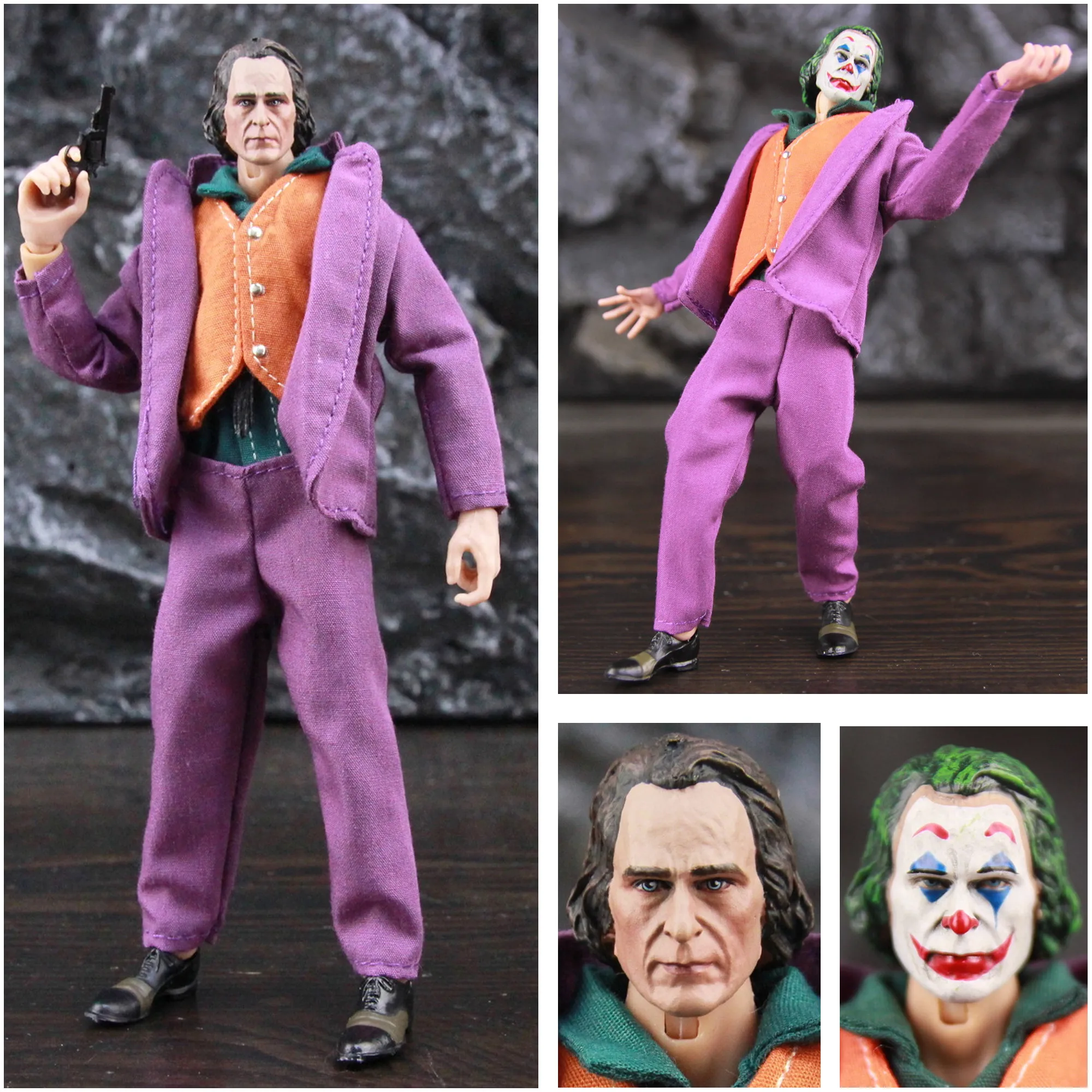 Dcu The Joker 6 "Action Figure Clown Face Joaquin Phoenix Tiffany Phillips Movie 1:12 One:12 Abbigliamento Giocattoli Modello Di Bambola
