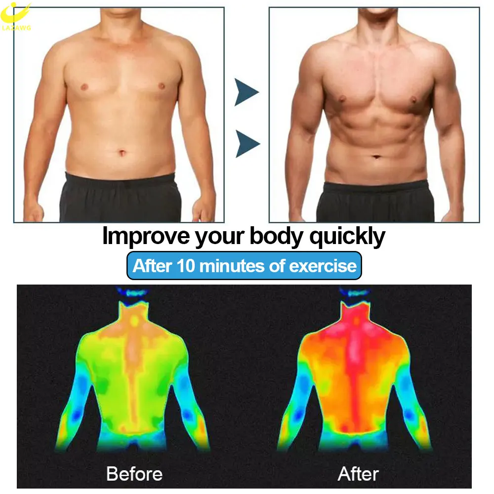 LAZAWG Mens Sauna Jacket  Sweat Top Slimming Long Sleeve Neoprene Weight Loss Body Shaper Workout Fitness Sport Fat Burner