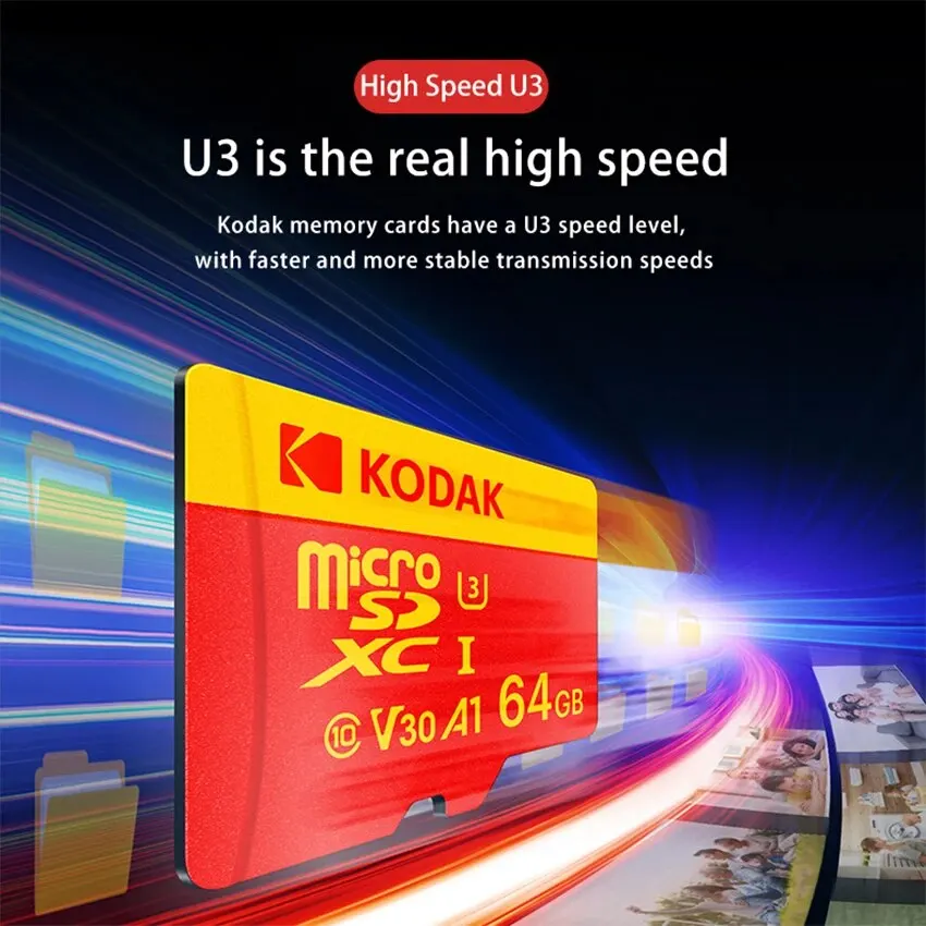 KODAK ũ SD ī RED ޸ ī  32GB MicroSDHC 64GB MicroSDXC MicroSD C10 A1 TF ÷ ī Cartao De Memoria