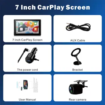 Pionrat Portable 7'' Wireless CarPlay Android Auto Screen Touchscreen w/ Bluetooth Navigation FM Voice Control Magnetic Mount 7