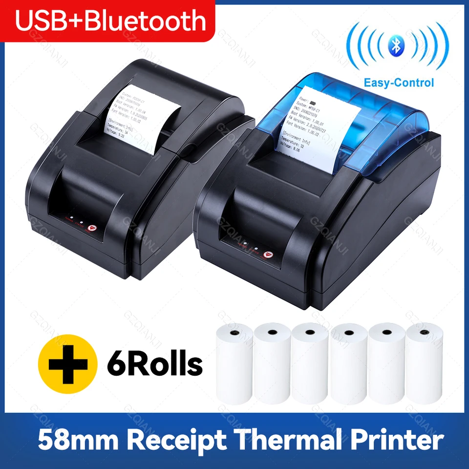 Impresora térmica de recibos de 58 mm Impresora de conexión inalámbrica USB  y BT de escritorio Abanopi Impresora de etiquetas