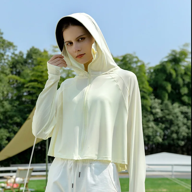 UPF50+ Shawl Sun Protection Clothing UV Protection Black Glue Large Brim Sun Shading Breathable Jacket Ice Silk Clothing