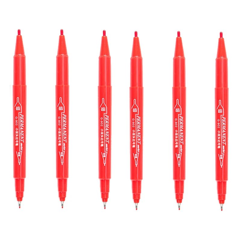 Dual Tip Permanent Ink Marker Pens - Fine and Broad Line Waterproof Pens for Art and Technical Detailing (Black/Red)