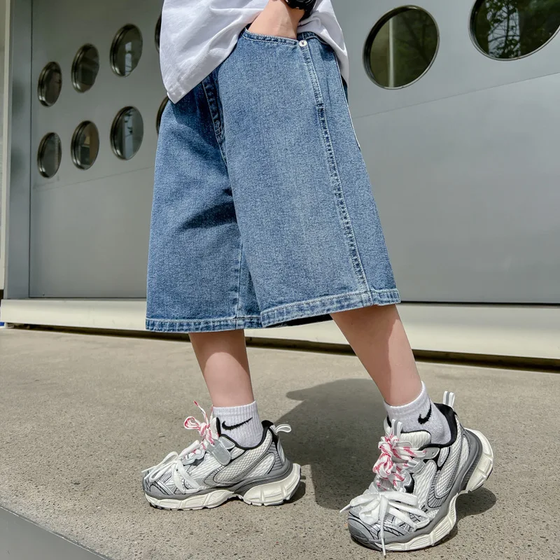 Pantalones vaqueros cortos de verano para niños, ropa de Color sólido para adolescentes, estilo informal, 6, 8, 10, 12, 14