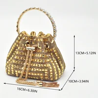 New Fashion Gold Color Shoes and Bags To Match Set Nigeria Party Women's Wedding Bag and Shoe Set Decorated with Rhinestone - Image 4