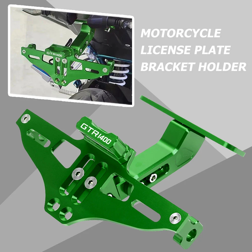 

MOTO With LED Light For KAWASAKI GTR1400 GTR 1400 CONCOUR 2007-2016 2015 Angle Rear License Number Plate Bracket Mount Holder