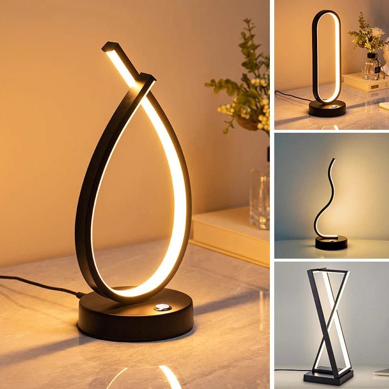 Lampada da tavolo moderna a LED Touch Swith Light per soggiorno camera da letto studio sul comodino protezione degli occhi decorazione del desktop Luminaria ambientale_voghion.com