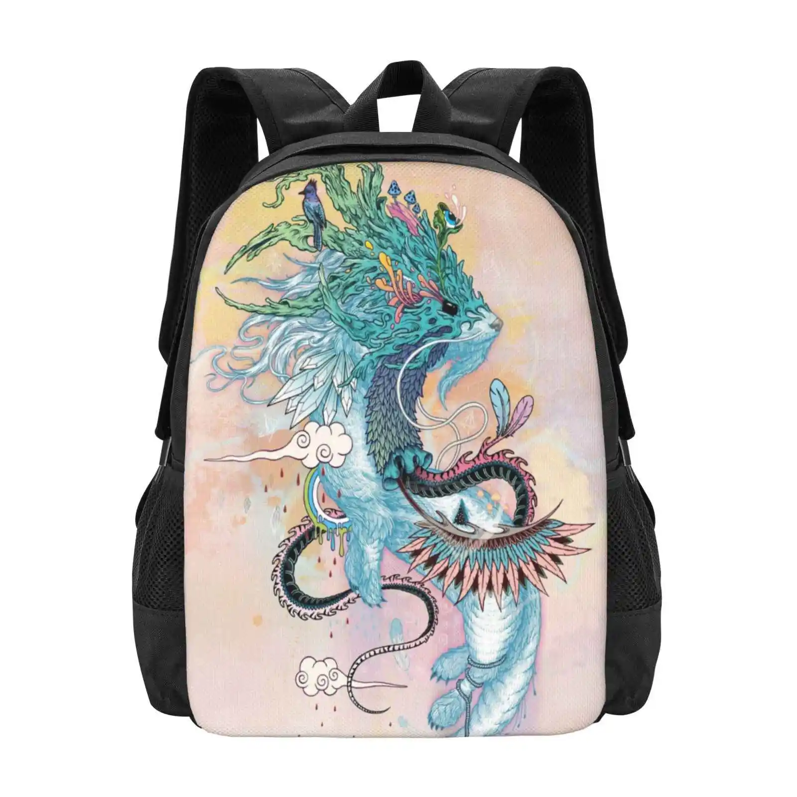 

Journeying Spirit ( Ermine ) School Bags Travel Laptop Backpack Stoat Ermine Weasel Dragon Magical Psychedelic Colorful