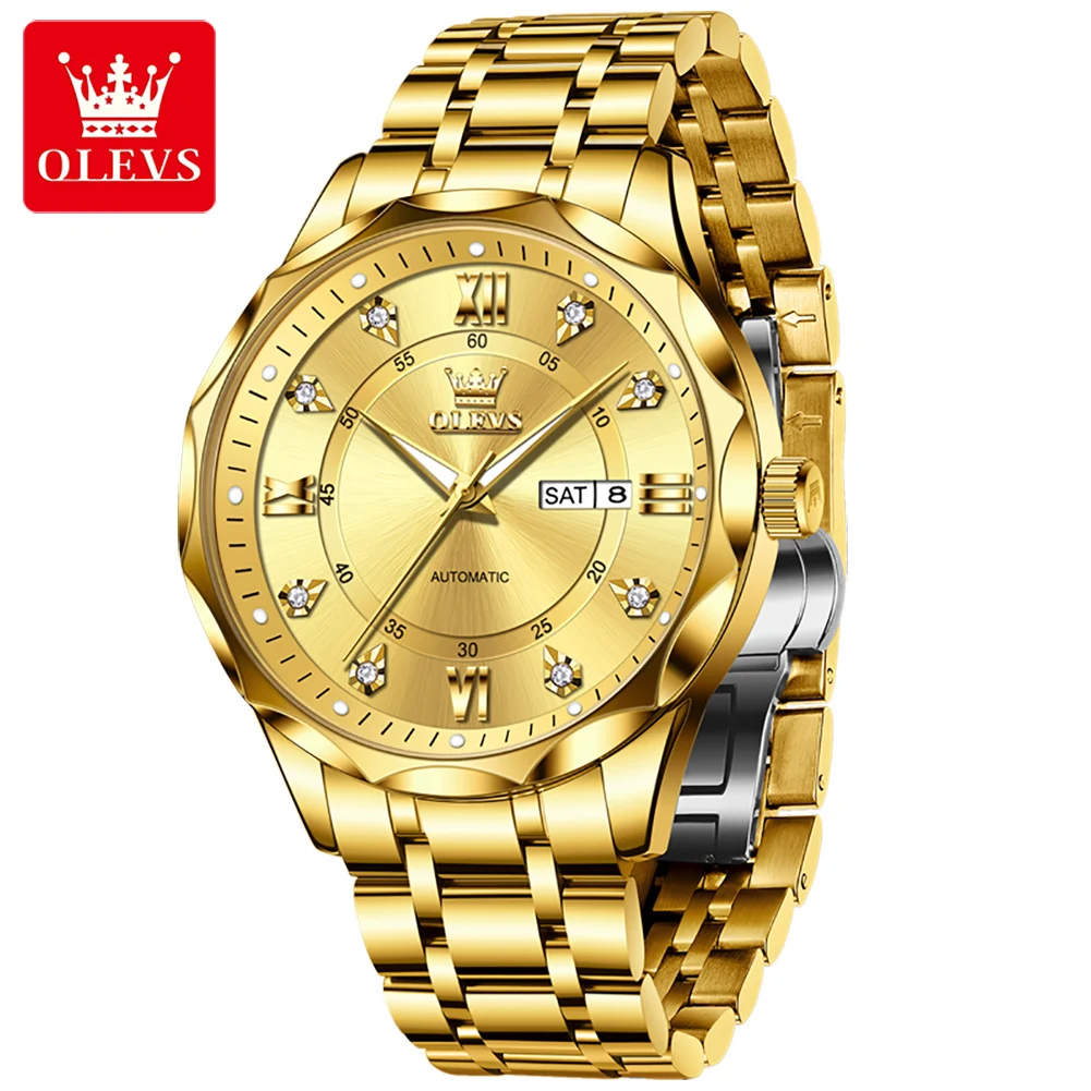 OLEVS 6727 Men's Watch Dual Calendar Automatic Mechanical Watch For Men High Hardness Mirror Waterproof Fashion Man Wristwatch