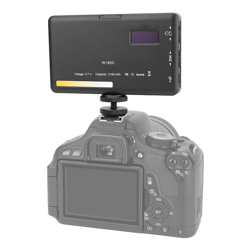 Bi-Color On-camera LED Video Light 2500 to 6500K 3100mAh with Shoe Adapter for D