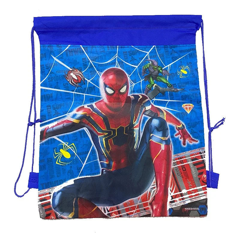 12/24/36/60 pcs/lot Disney Spider Man Theme Birthday Party Non-woven Fabric Drawstring Bags High Quality Superhero Storage Bag