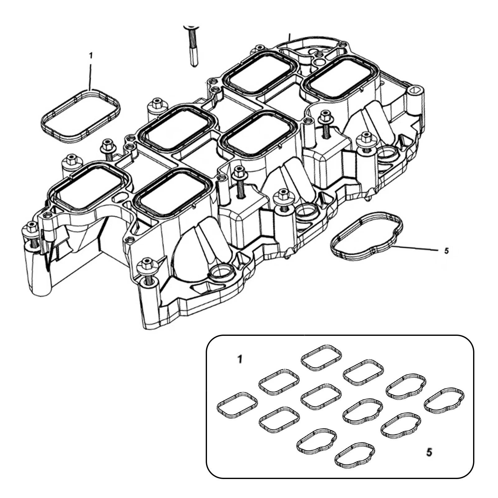 Intake Manifold Upper & Lower Gasket Set Fits Chrysler Dodge Jeep Ram 3.6L 2011-5184331AC 5184562AC