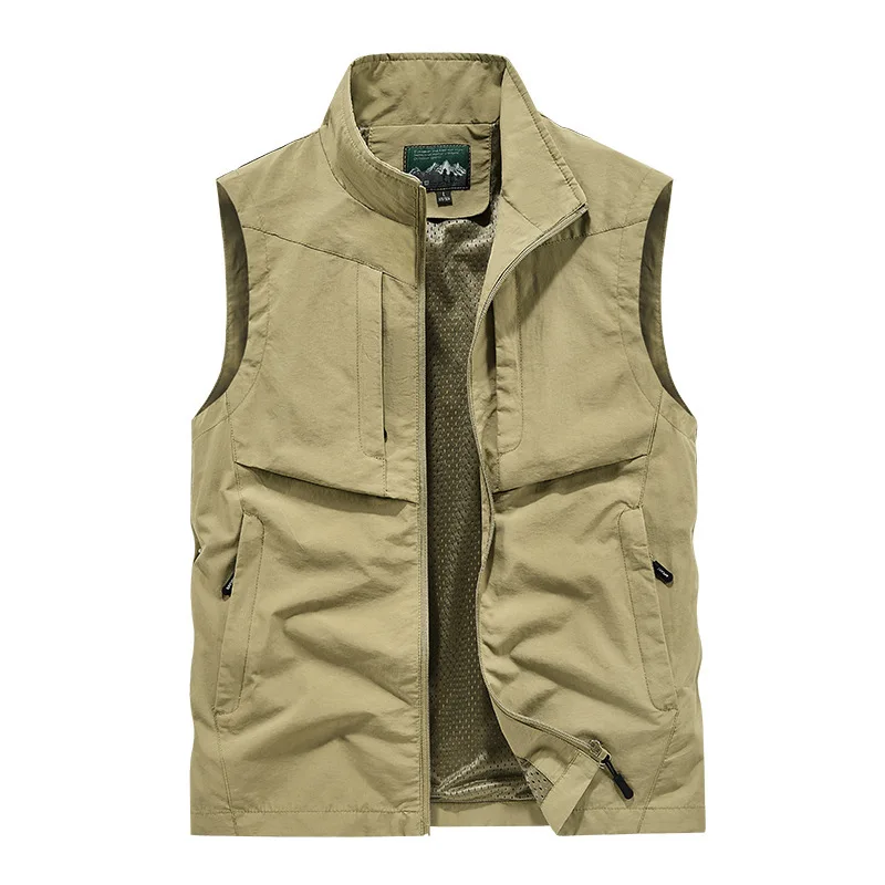 Veste de pêche sans manches homme été léger respirant mesh avec poches cargo sportswear
