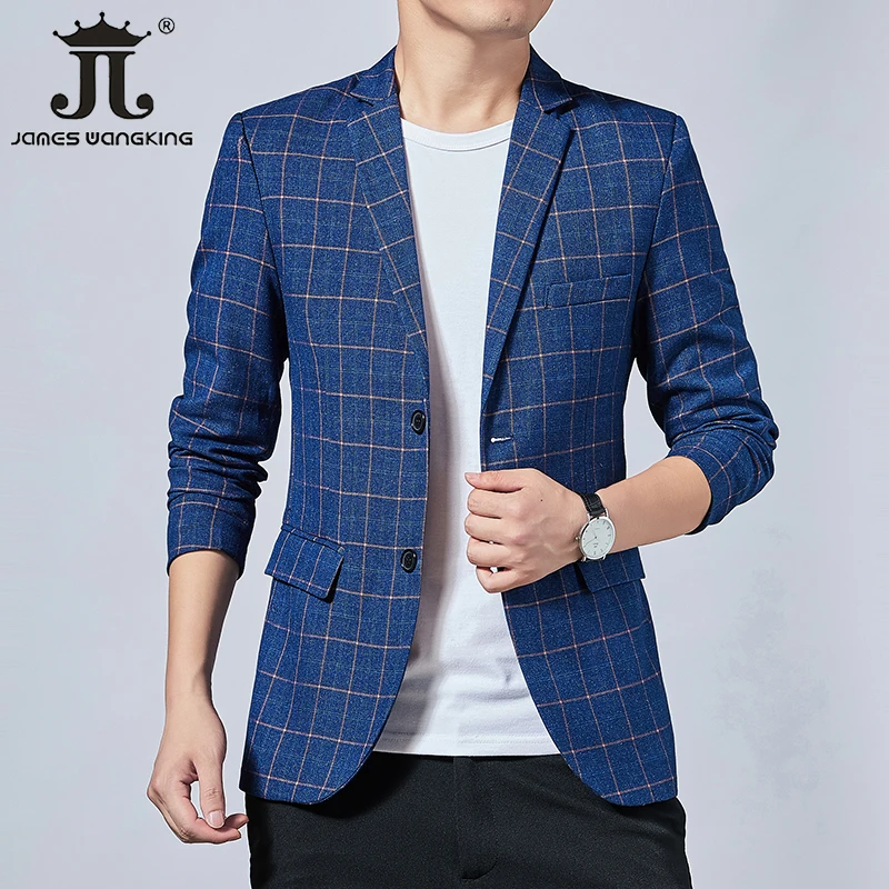 High-end Brand Boutique Plaid Formal Business Office Men's Slim Blazer Male Suit Jacket Groom Wedding Party Dress