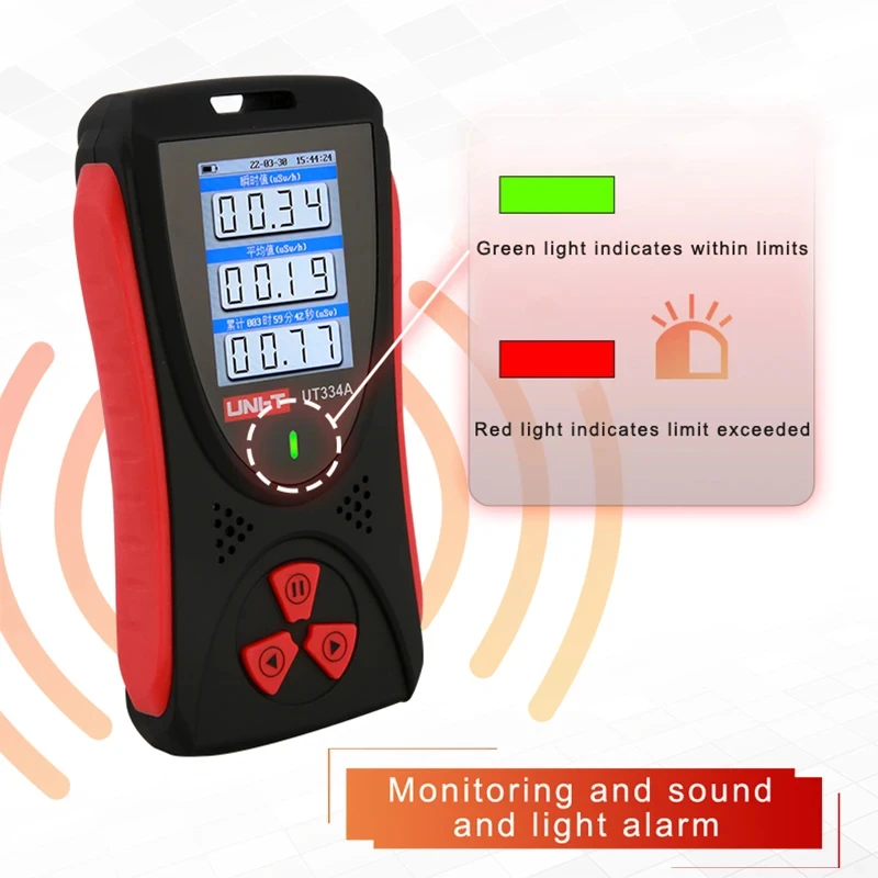 UNI-T UT334A Geiger Counter Electromagnetic Radiation Detector Personal Dosimeter X-ray Beta Gamma Detection EMF Meter