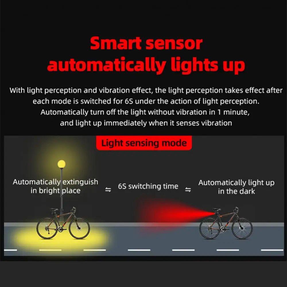 

Smart Brake Lamp 350mah Led Light High-brightness Usb Charging Ip65 Waterproof Cycling Supplies Taillights Safety Lamp