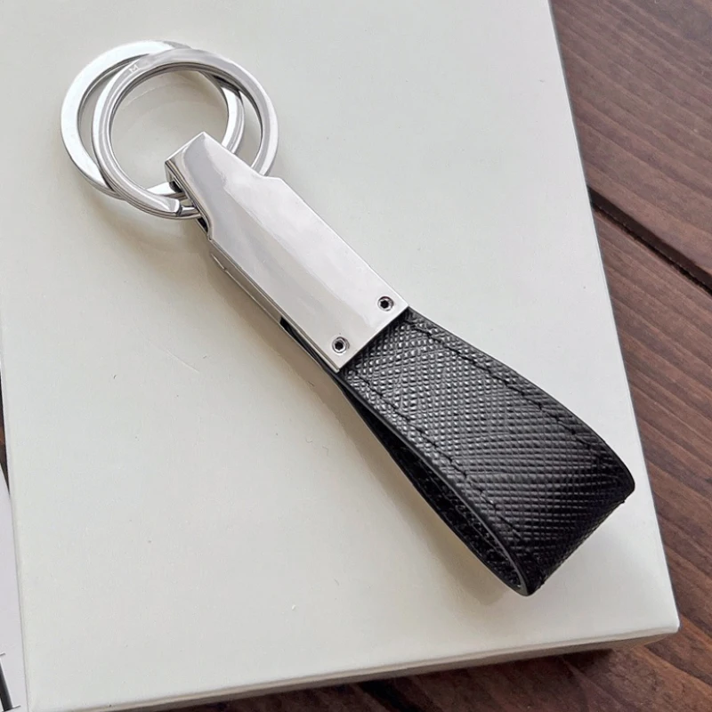 LJ2 Key Chain MB Keychain Made Of Imported Calf Blue Red Black Leather 316 Stainless Steel Removable Double Ring