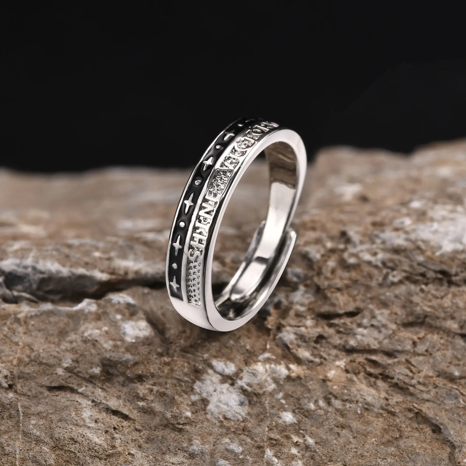 Star And Dot Pattern Shine Victory Man Rings Adjustable Opening Ideal Gifts For Dad Boyfriend Couple Valentine's Day Gift