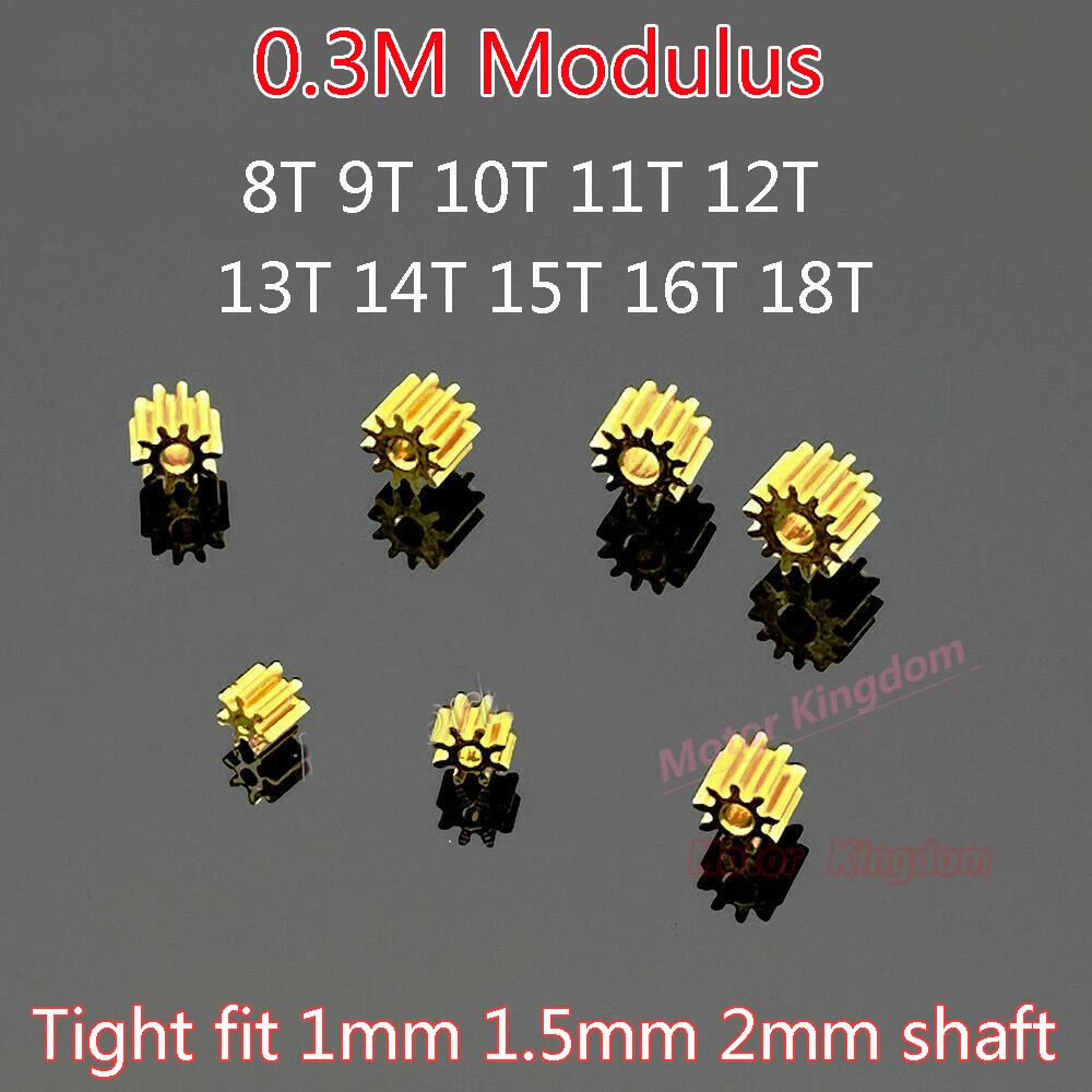 Motor Gear 0.3M Modulus Brass Metal Copper Gear 8/9/10/11/12/13/14/15/16/18 Teeth Toy Car Motor Transmission Gear Fit 1mm 1.5mm 2mm Shaft motor gear transmission gear
