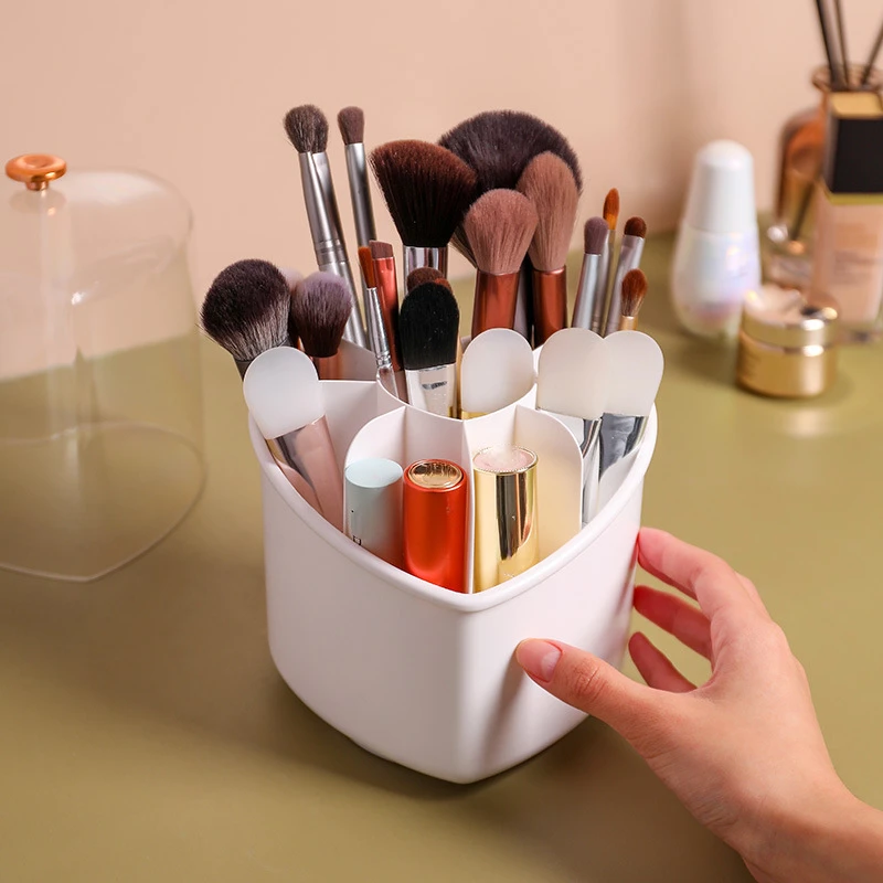 Makeup Brush Holder Large Capacity 3 Grids Rotatable Cosmetics Storage Box  360-degree Rotating Makeup Brush Display Case - Makeup Organizers -  AliExpress