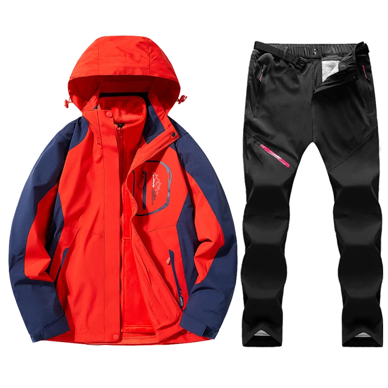 

Зимний плотный лыжный костюм, женский водонепроницаемый ветрозащитный комплект из куртки и брюк для катания на лыжах и сноуборде, теплые зимние костюмы, уличная одежда