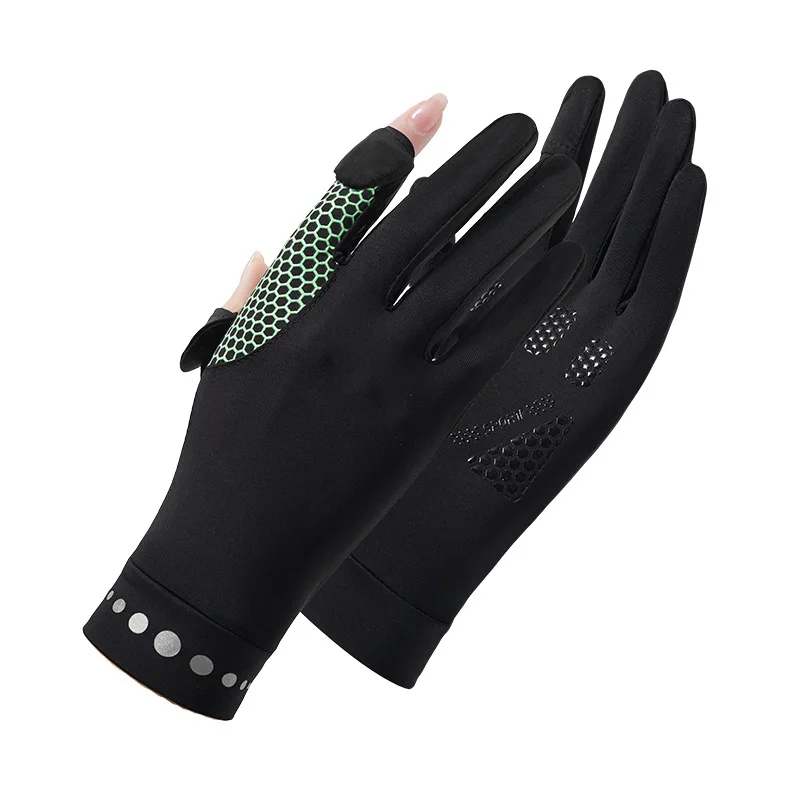 

Cool Sunscreen Bike Gloves Expose Two Fingers UV Resistant Thin Women Summer Anti-skid Breathable Touch Screen Driving Mittens