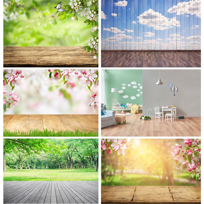 

SHUOZHIKE Art Fabric Photography Backdrops Props Flower Wooden Floor Landscape Photo Studio Background HMB-08