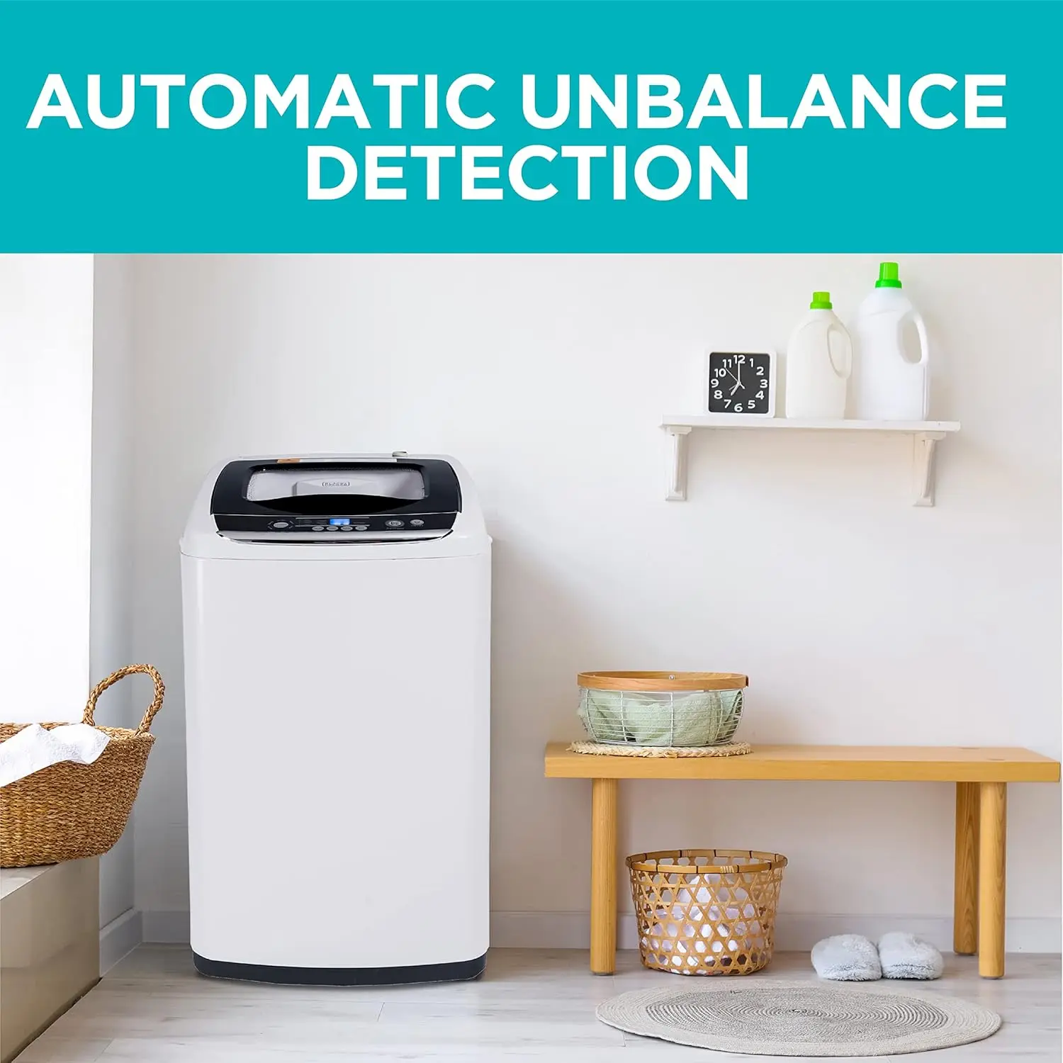 0.9 Cu. Ft. Portable Washer, 6.6 lb. Capacity Washing Machine for Homes & Apartments, 5 Wash Cycles, Quick Connect Sink Adapter