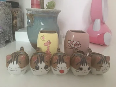 Description Picture 2 of itemBalcony Decor GiftCute Mini Cat Ceramic Flower Pot Small Cartoon Planter Bonsai Cactus  Home Garden Desktop Succulent Plants