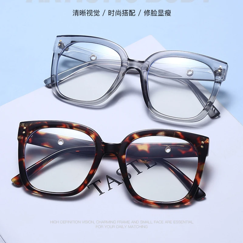 2024 Oversized Myopia Eyeglasses Vintage Unisex Transparent Frame Eyewear Anti-Blue Light Square Prescription Nearsight Glasses 3
