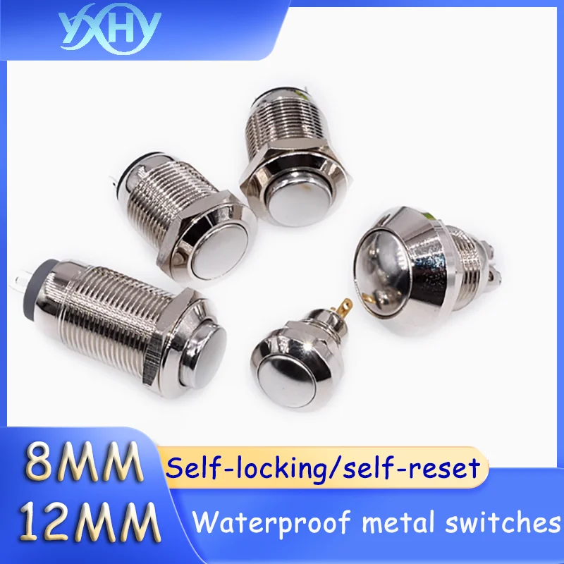 Metallic Reset Button 1pcs 8mm/12mm Waterproof Metal Reset Switch Doorbell Access Control Car ...