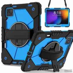 Shockproof Rugged Tablet Case with Stand & Hand Shoulder Strap - Enhanced Protection Cover for Xiaomi Pad8 (11.2) (02 Black Blue)