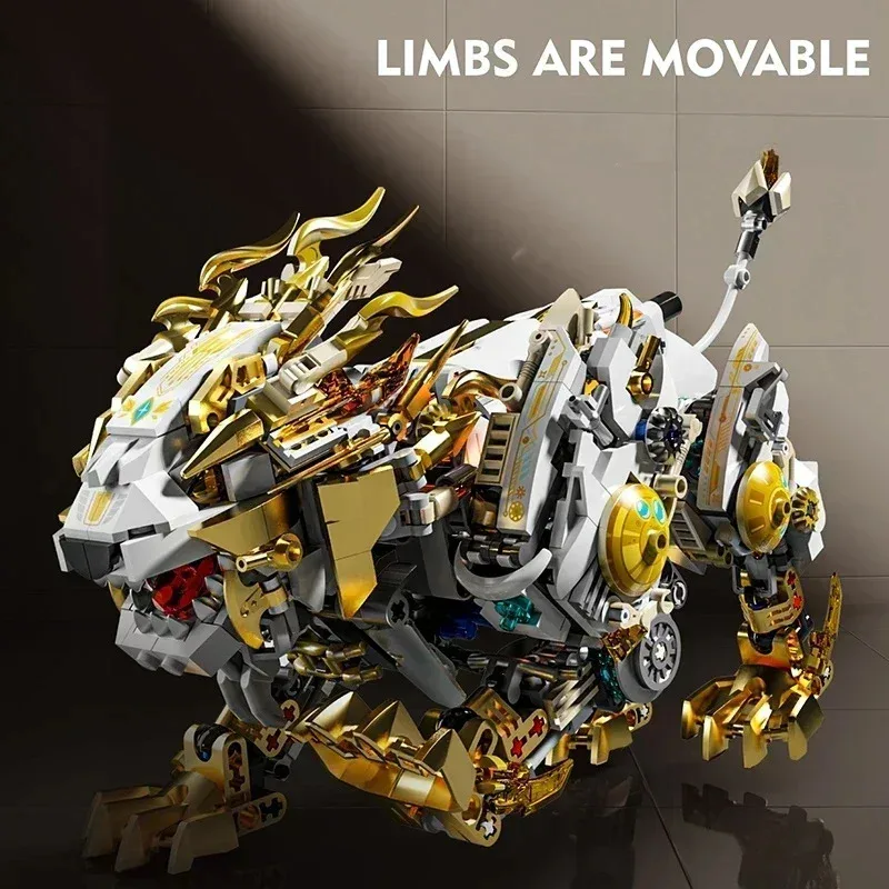 NEW Creative Mechanical Lion Animal Building Blocks Model MOC Style Assembly Bricks Educational STEM Kit DIY Gifts for Children