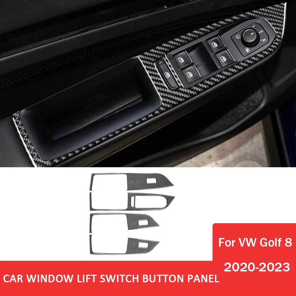 

4 шт. для Volkswagen VW Golf 8 MK8 2020-2023 кнопки переключателя стеклоподъемника автомобиля, наклейка на панель из углеродного волокна, автомобильные аксессуары для интерьера