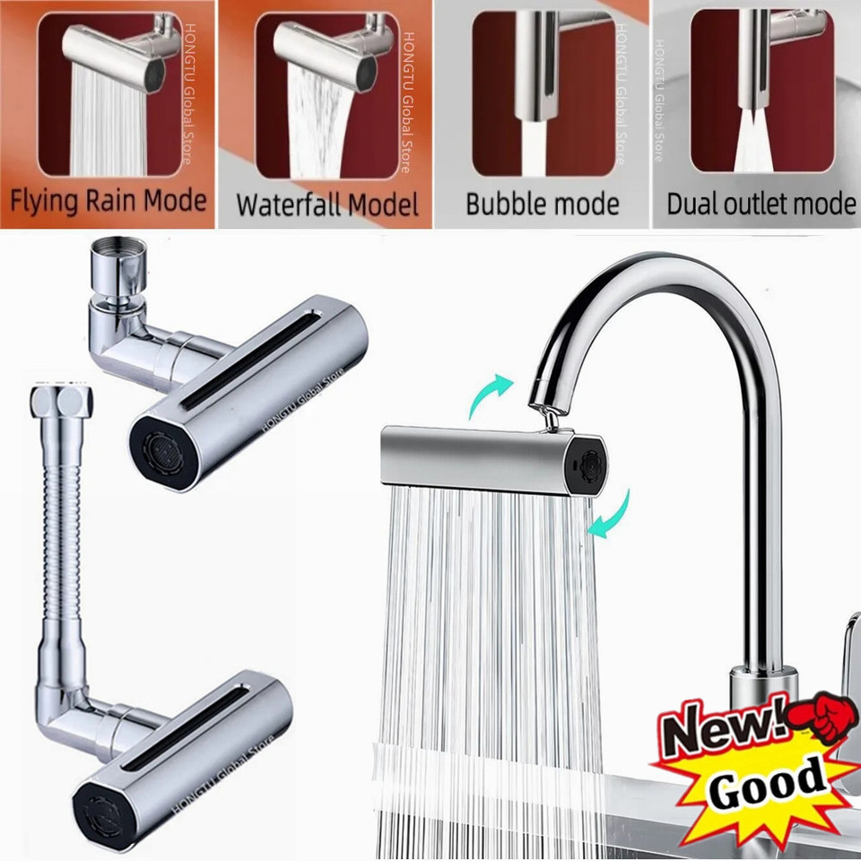  4 Mode Faucet Extende Head Sprayer for Kitchen Sink Waterfallr Bubbler Splash-proof Spout Bathroom Basin Tap Extender Adapter