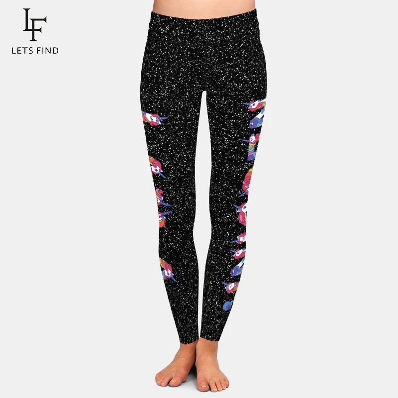 LETSFIND New High Elastic Women Casual Leggings Fashion Sexy High Waist Unicorn Letter Print  Stretch Black Legging black women letter print high waist skinny leggings long sleeve slim outfit running tracksuit two pieces set female sportswear