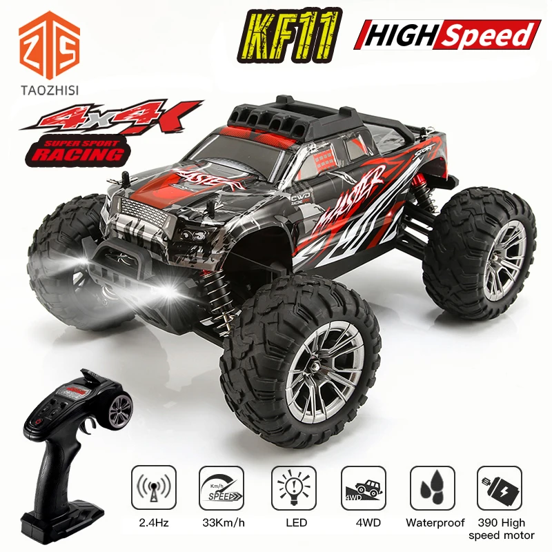전기 고속 드리프트 레이싱 오프로드 RC 자동차, KF11 2.4G, 4WD 33 KM/H, IPX6 방수 리모컨 장난감, 어린이 선물, 2024 신제품
