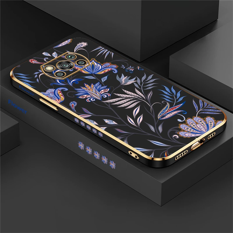Luxury Plating Silicone Soft Cover with Patterned Floral Design