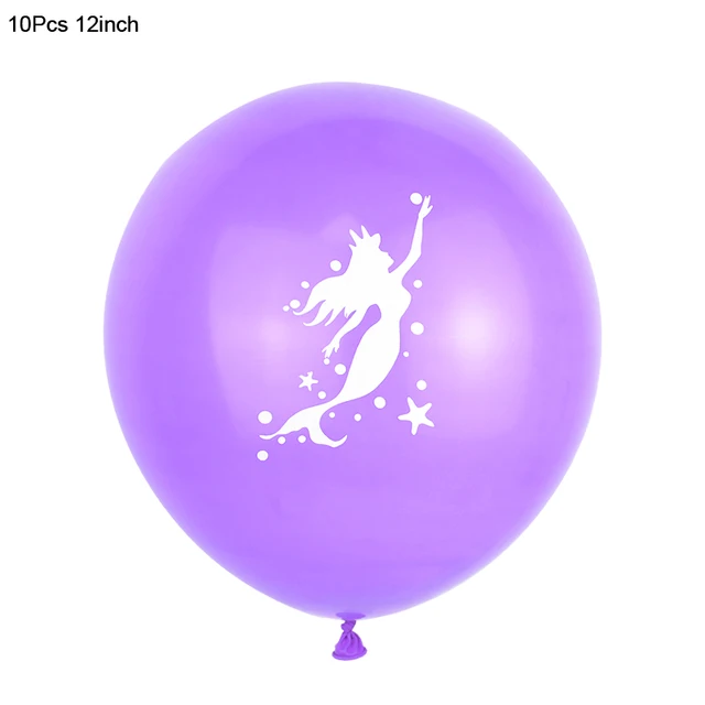 Mermaid Birthday Party Disposable Tableware Set Under The Sea Party Little Mermaid Girls 1st Birthday Decoration Shell Balloons 10pcs balloons