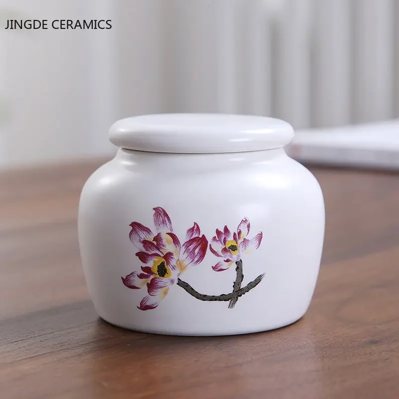 Tea Tin Box Tea Canister Mini Ceramics Tea Caddy Tieguanyin Tea Storage Tank Travel Portable Sealed Jar Coffee Container
