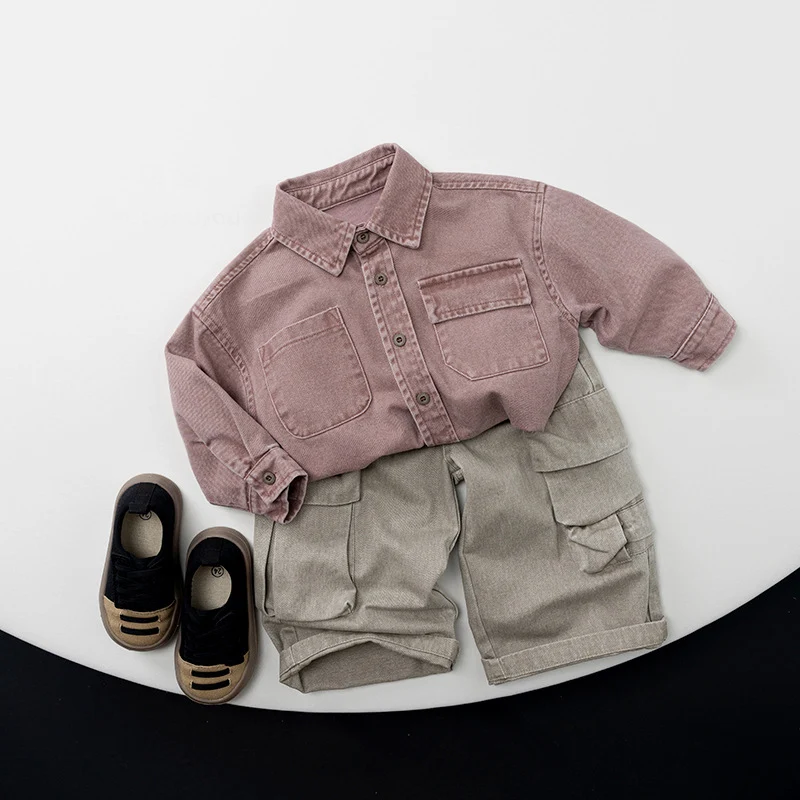 Boys Autumn Full Length Shirts Korean Style