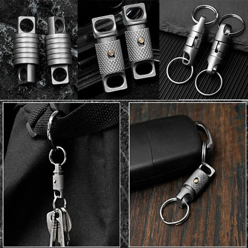 New Portable Titanium Alloy Keychain Ultra-light 360° Rotatable Brass Keychain Car Key Ring Outdoor Small Tool