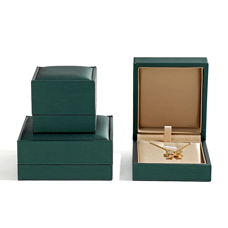 Elegant Dark Green Leather Jewelry Box – Premium Storage and Display Case for Rings, Earrings, Bracelets, and Necklaces